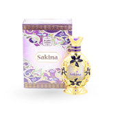 Sakina Concentrated Perfume Oil 24ml ornate gold bottle with purple accents by Naseem